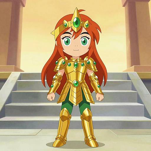 Sunlit Temple Redhead Guardian in Golden Armor