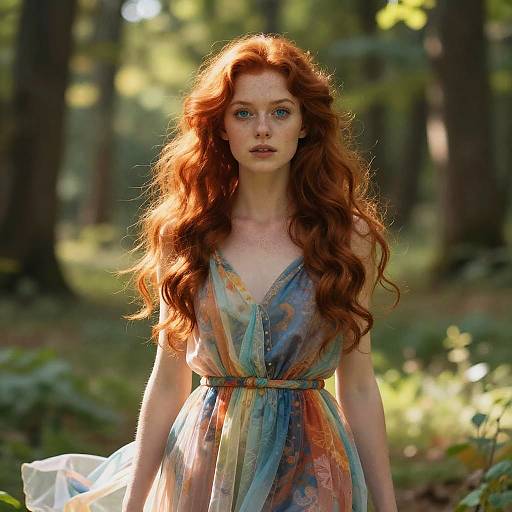 Ethereal Red-Haired Forest Muse
