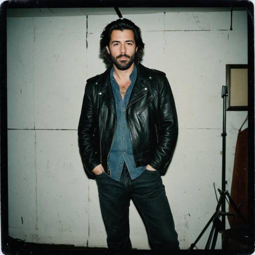 Man in Leather Jacket with Scruffy Beard