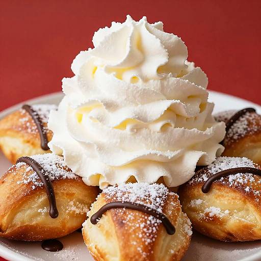 Close-up of Whipped Cream Pastries