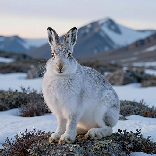 Photorealistic Female Arctic Hare Anthro Tundra