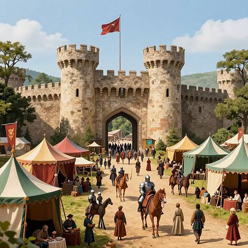 Bustling Medieval Market at Camelot