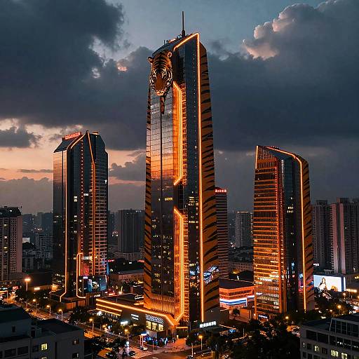 Tigrato Neon Cyberpunk Cityscape