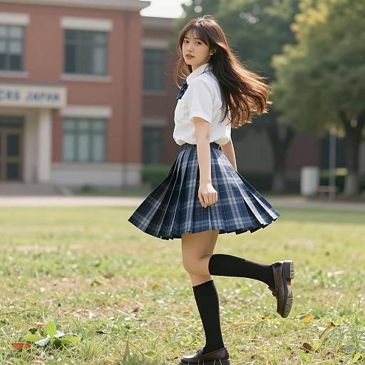 Young Asian Woman in Grassy Field