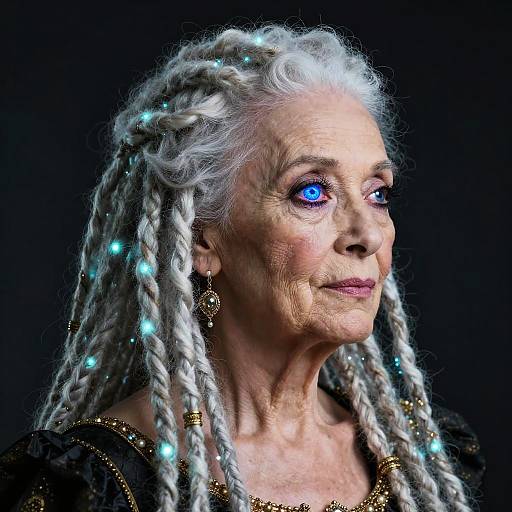 Non-Binary Elder with Neon Renaissance Charm