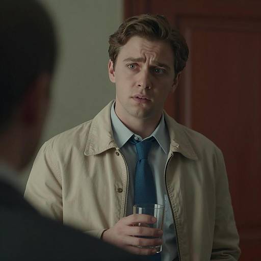 Concerned Young Man in Dim Lighting