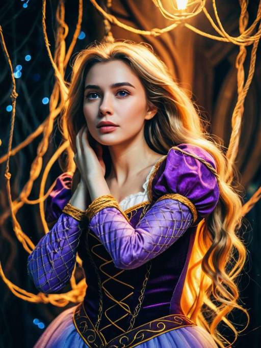 Surreal Woman in Tangled Rapunzel Costume