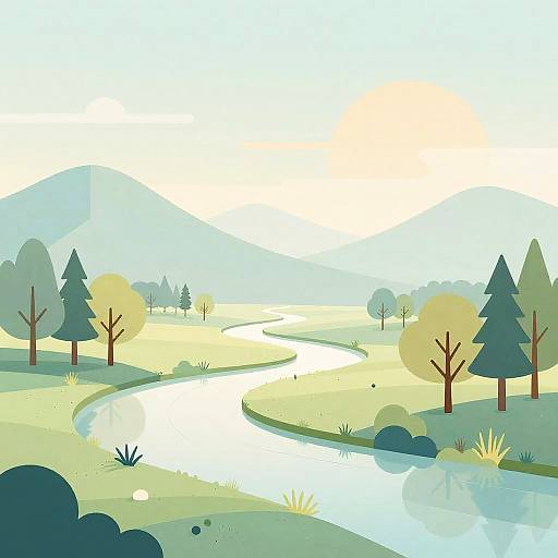 Serene Abstract Geometric Landscape