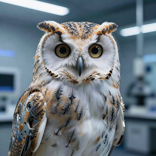 Hyper-Realistic Cybernetic Owl Portrait