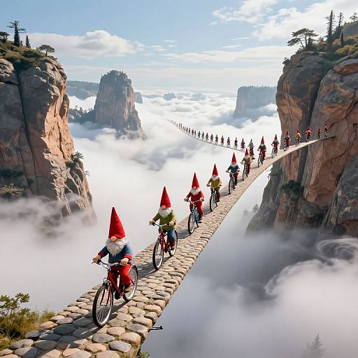 Whimsical Gnome Bicycle Procession