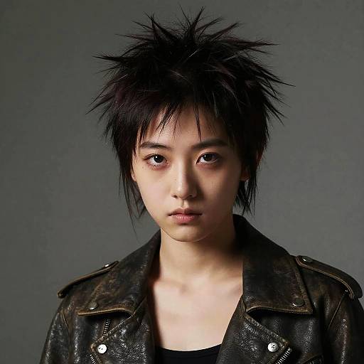 Rebellious Girl with Spiky Hair