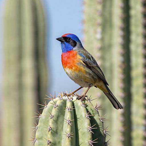 Close-Up Bird on Saguaro Cactus