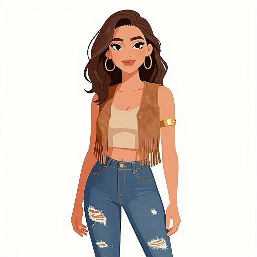 Bohemian Woman with Stylish Outfit