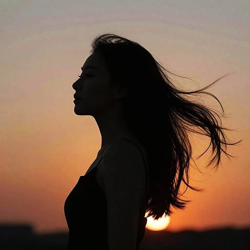 Silhouette Woman at Vibrant Sunset