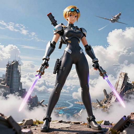 Mecha-Inspired Android 18 in Stealth Suit