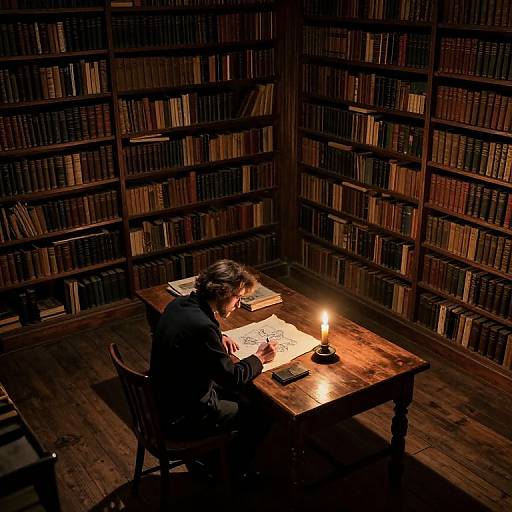 Solitary Artist in Ancient Library