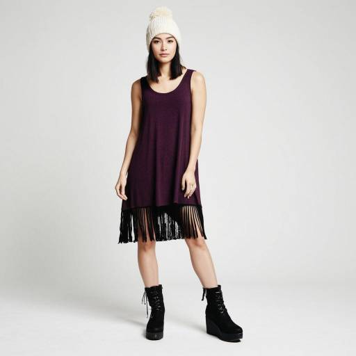 Casual Boho Style in Deep Plum Dress