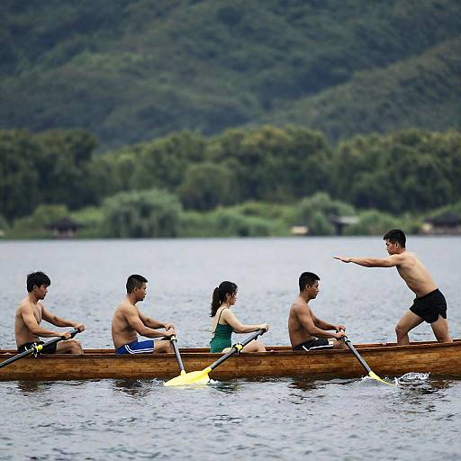 Summer Fun in a Rowboat on the Lake