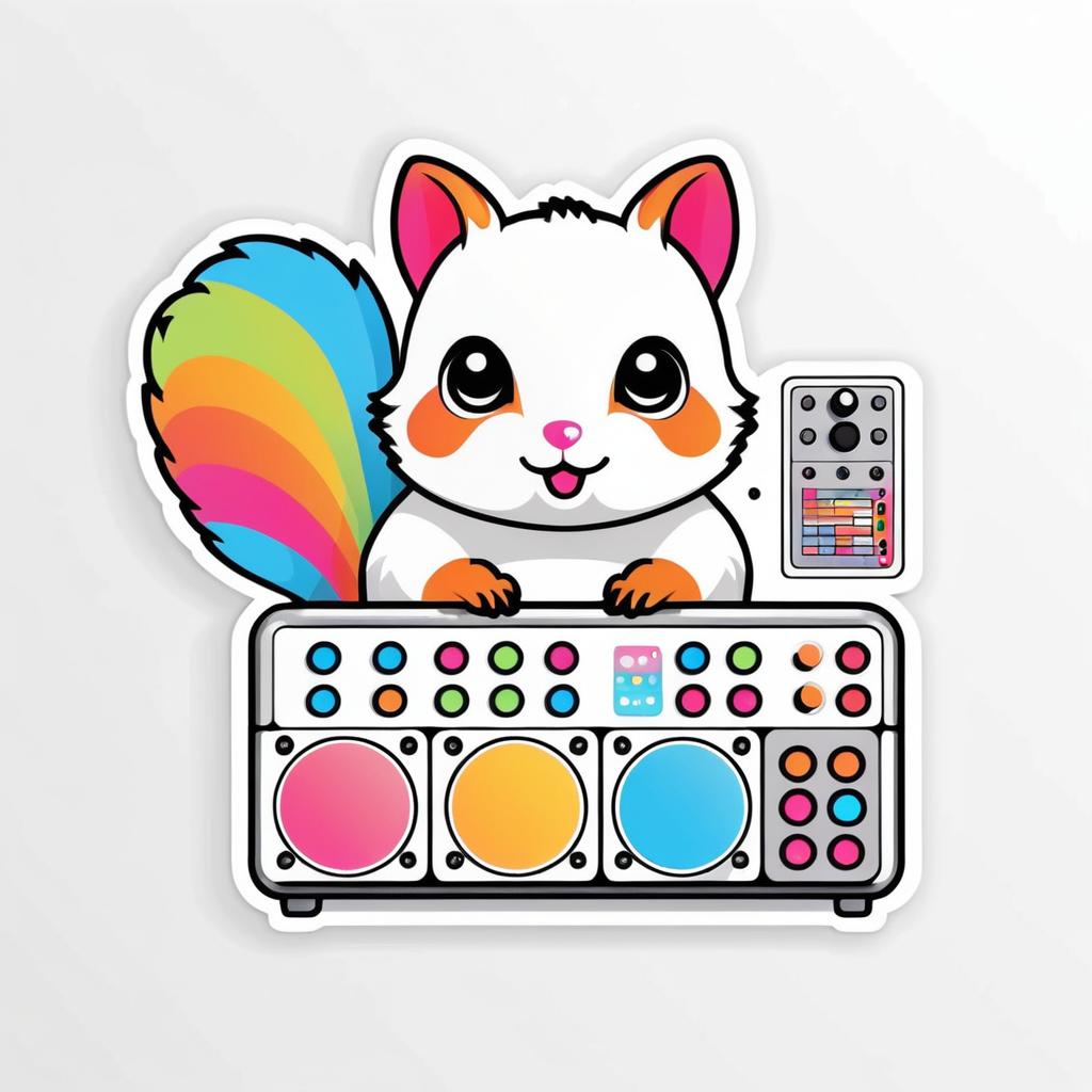 Playful Kawaii Squirrel Synth Sticker