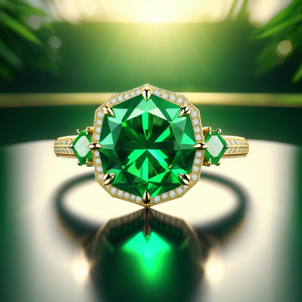 Vintage Emerald Gold Engagement Ring Photography