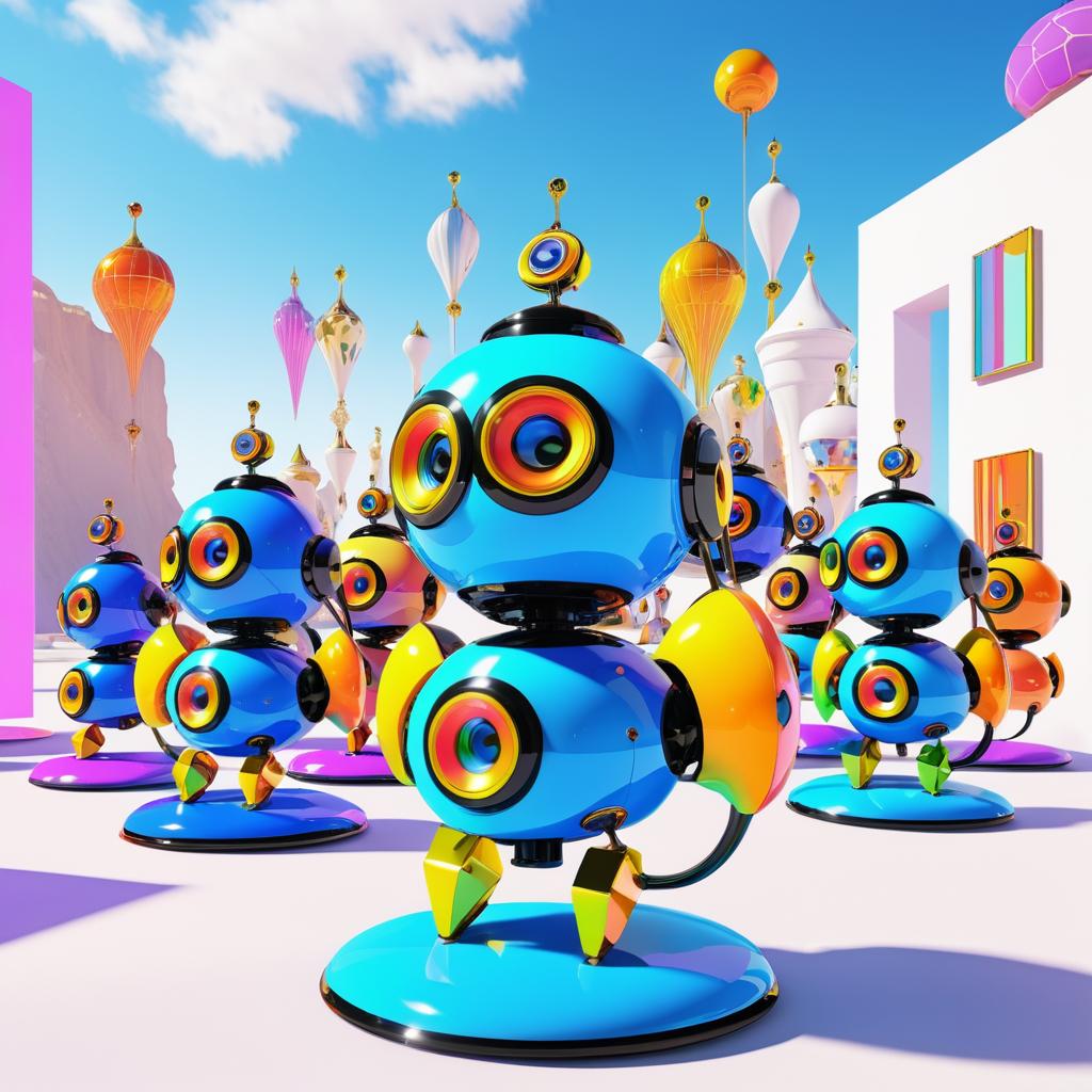 Surreal Robot Society in Vivid Colors