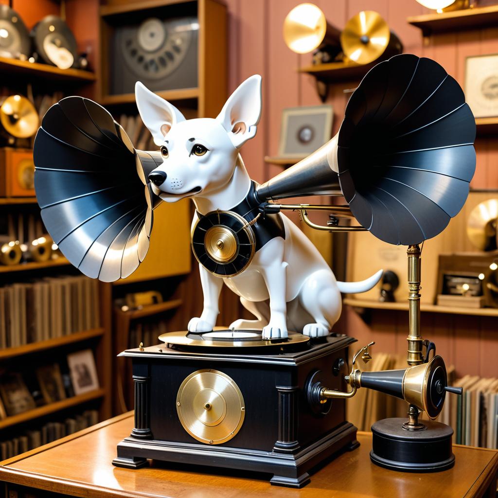 Mechanical Dog-gramophone Hybrid in Shop