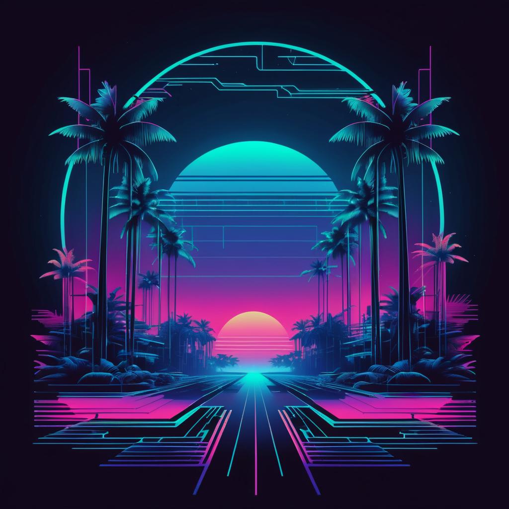 Ethereal Cyberpunk Jungle T-Shirt Design