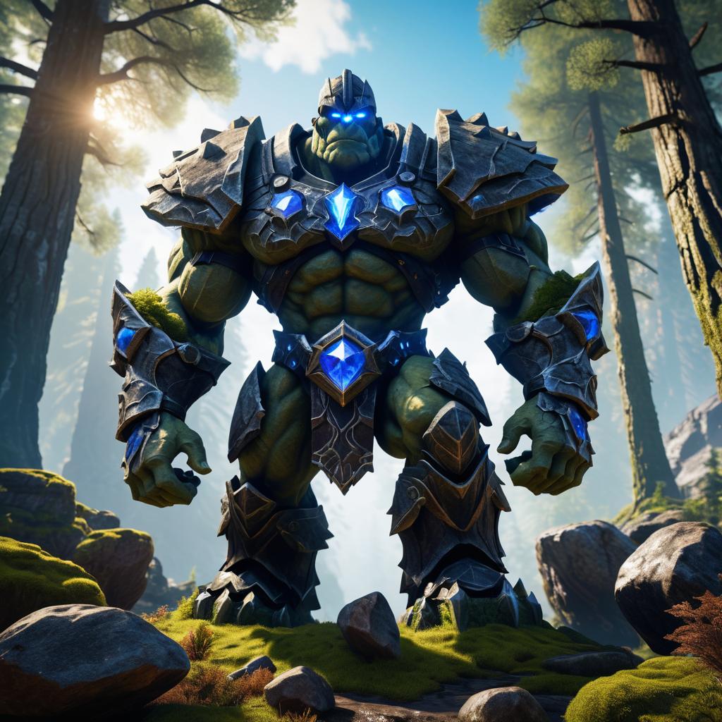 Mighty Rock Golem Guardian in Forest