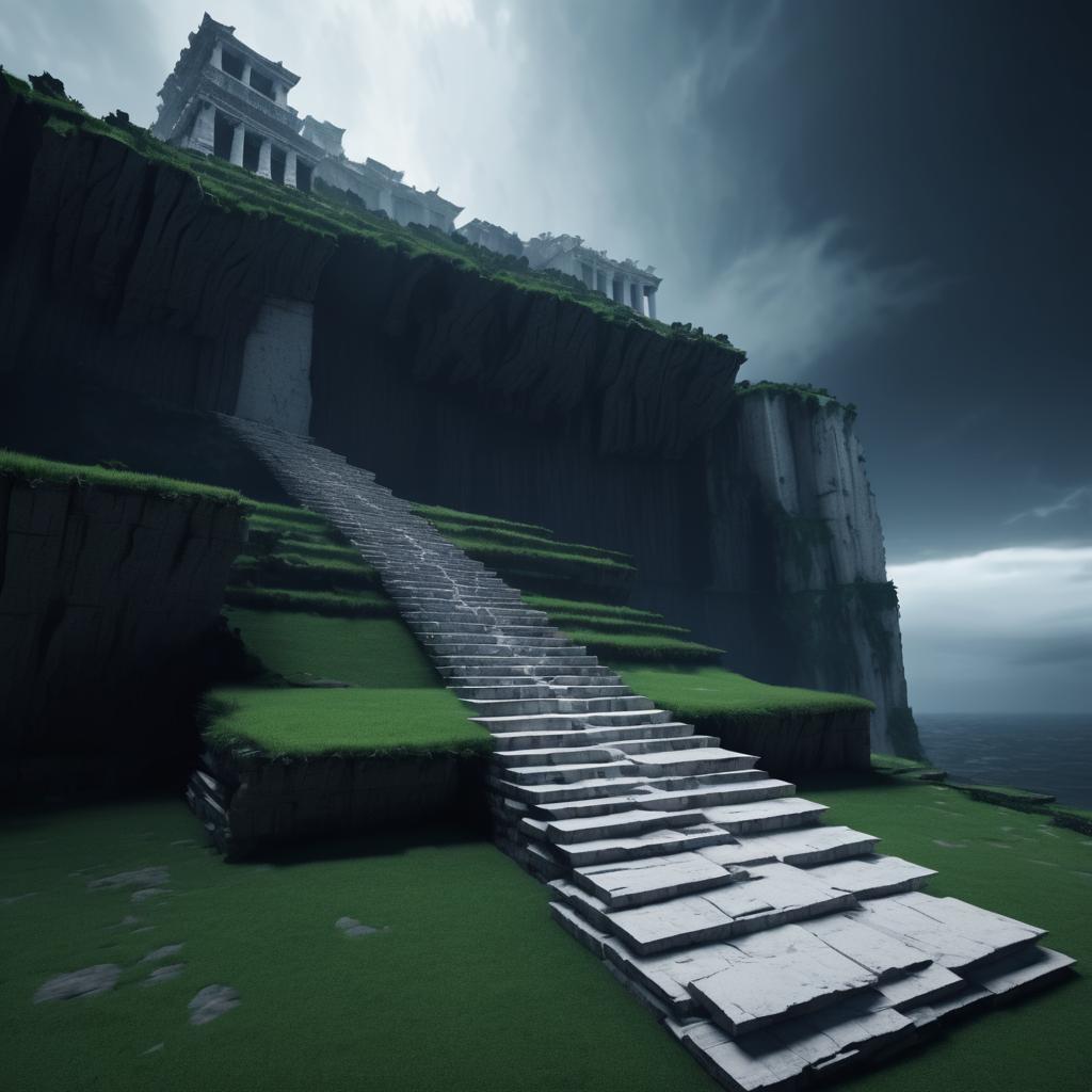 Ancient Ruins on Floating Cliff