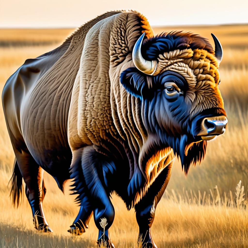 Hyper-Realistic Bison on Prairie Trail