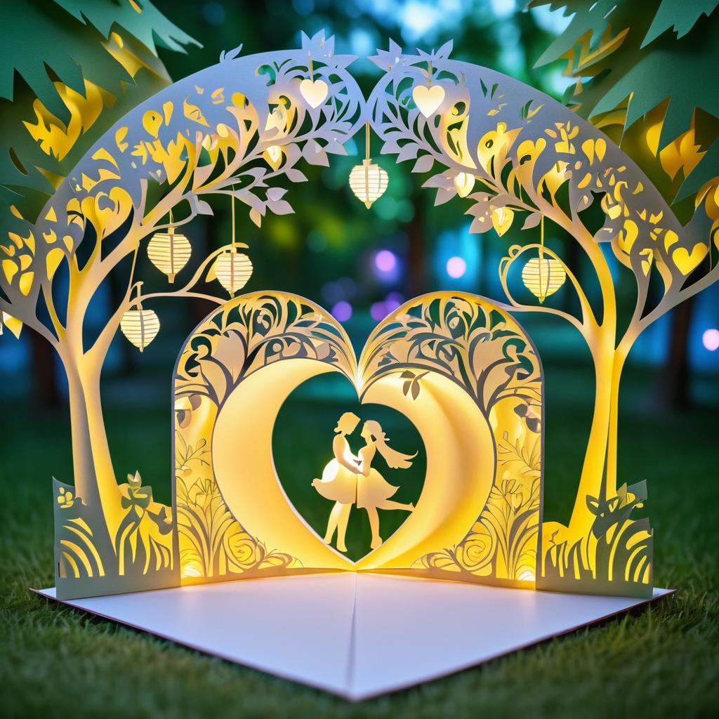 Romantic Embrace in a Lantern-Lit Garden