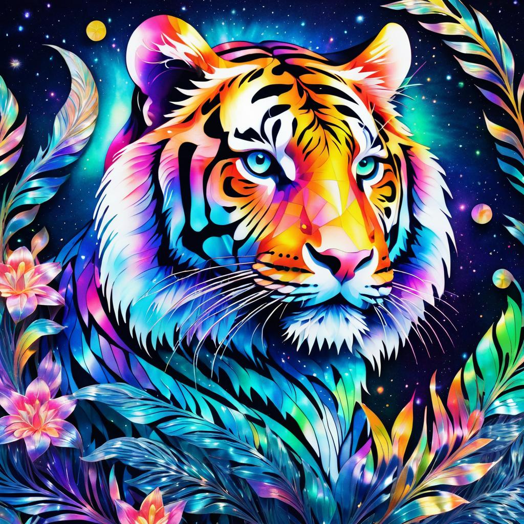 Iridescent Art Nouveau Tiger in Chroma