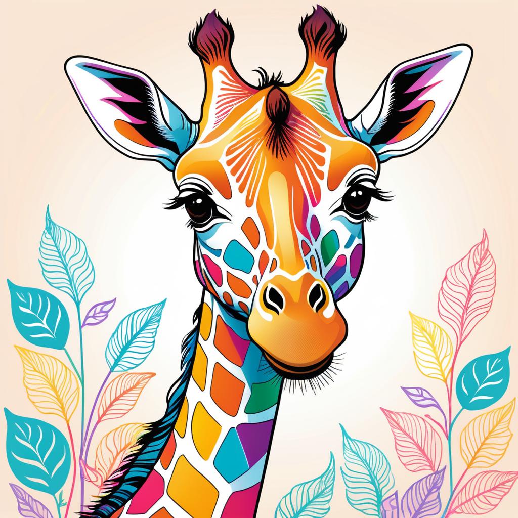 Joyful Vector Giraffe in Pastel Colors