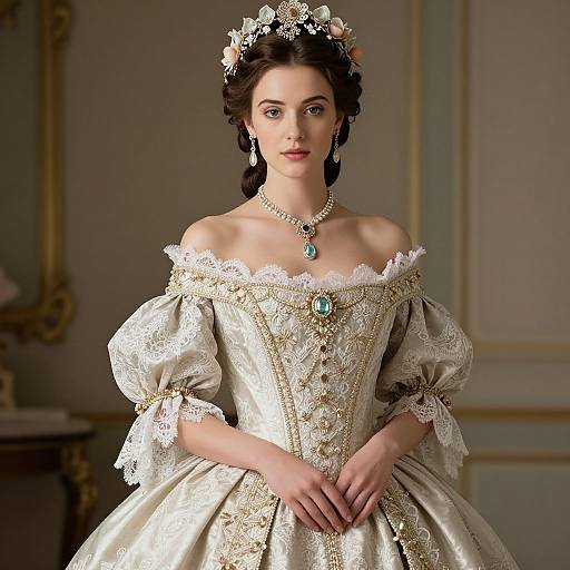Regal Woman in Marie Antoinette Gown