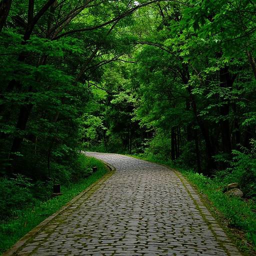 Serene Cobblestone Forest Path