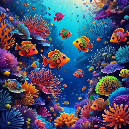 Vibrant Coral Reef with Colorful Tropical Fish