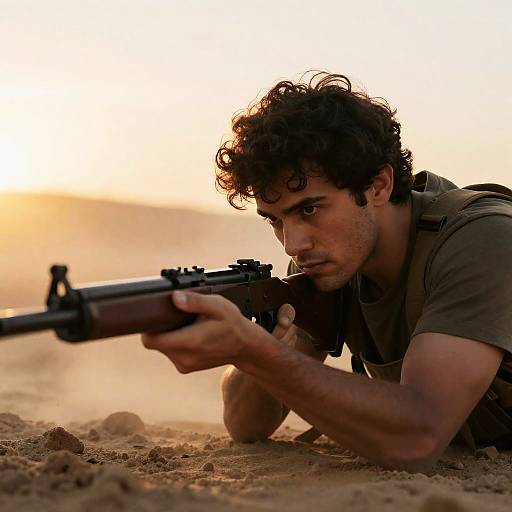 Intense Marksman at Sunset