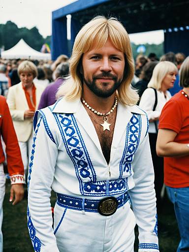 Man Wearing ABBA-Inspired Costume at Festival