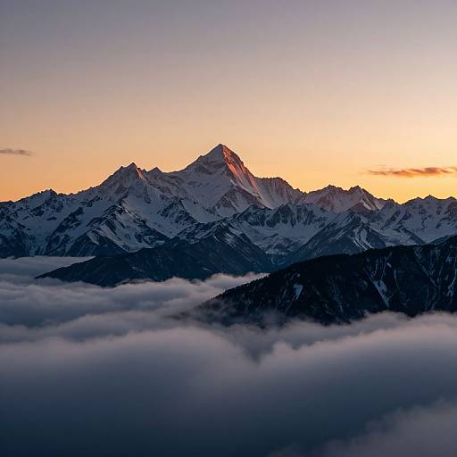 Sunset Over Snow-Capped Peaks