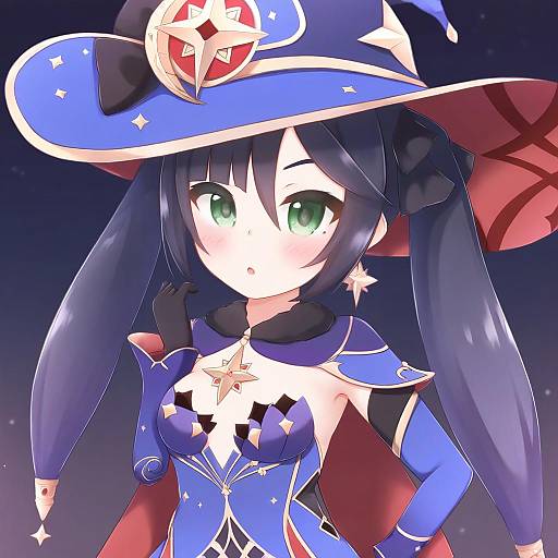 Illustration of Mona (pact of stars and moon) (genshin impact), genshin impact in the style of Mumu (mumunyan)