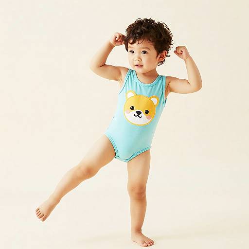 Playful Toddler Boy in Colorful Leotard