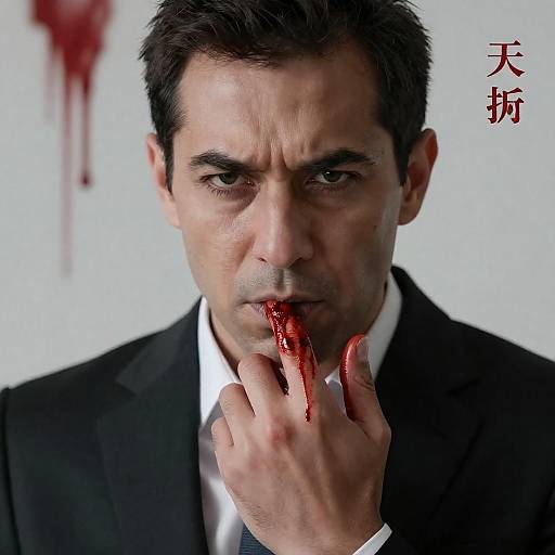 Determined Man in Black Suit Portrait