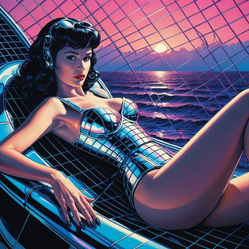 Retro-Futuristic Synthwave Pin-Up Glamour
