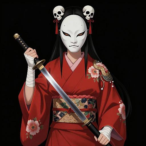 Gothic Oni: Fierce Female Warrior Illustration