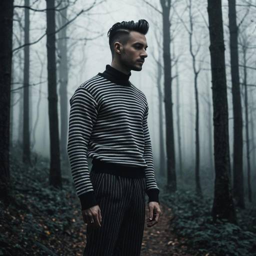 Stylish man in foggy haunted forest