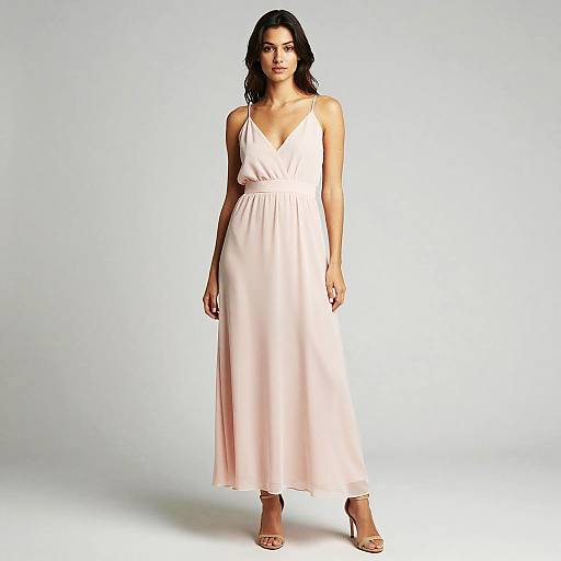 Young Woman in Flowing Pink Dress