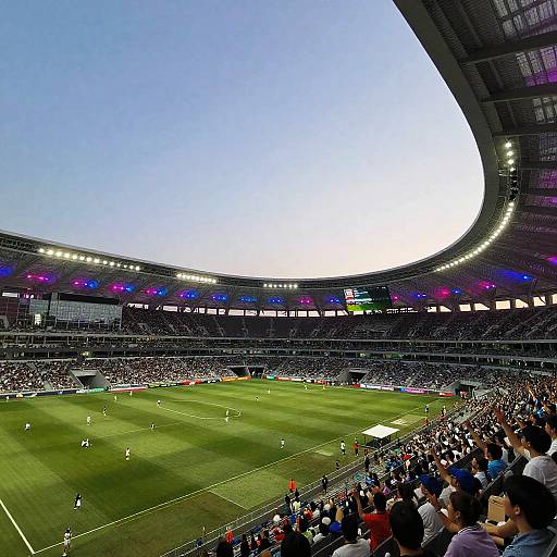 Illuminated Modern Stadiums at Dusk