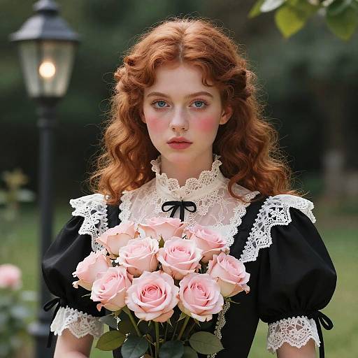 Victorian Woman with Roses Digital Painting