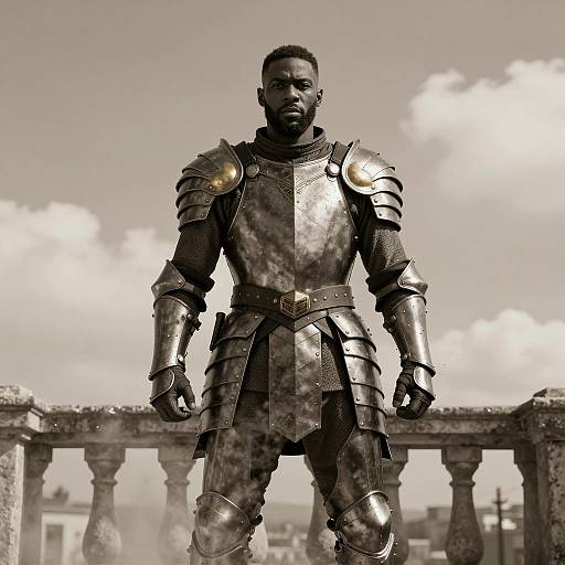 Intense Warrior in Metallic Armor