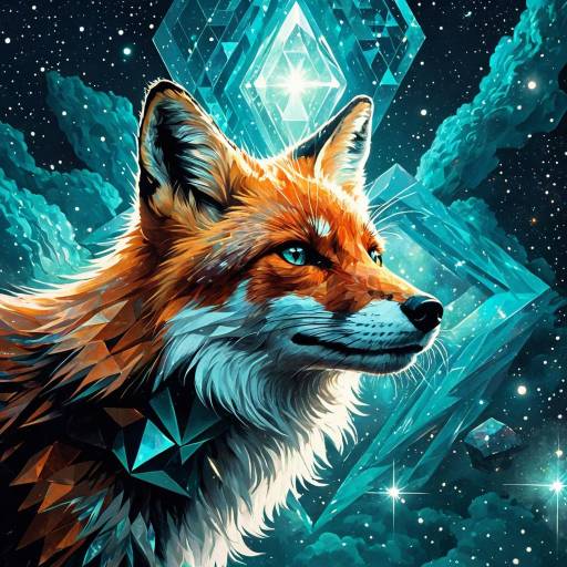 Psychedelic Crystalline Fox in Cosmos Psychedelic Crystalline Fox in Cosmos